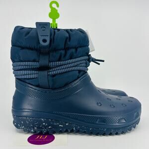 Crocs Women's Classic Neo Puff Luxe Pull On Winter Boots Navy Blue 207312 Size 7